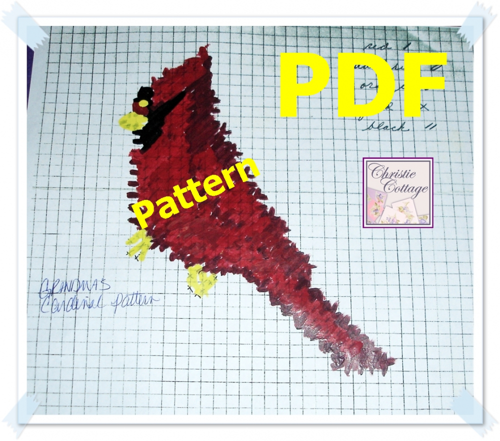 Cardinal, Needlepoint, Plastic Canvas Pattern. PDF Christie Cottage
