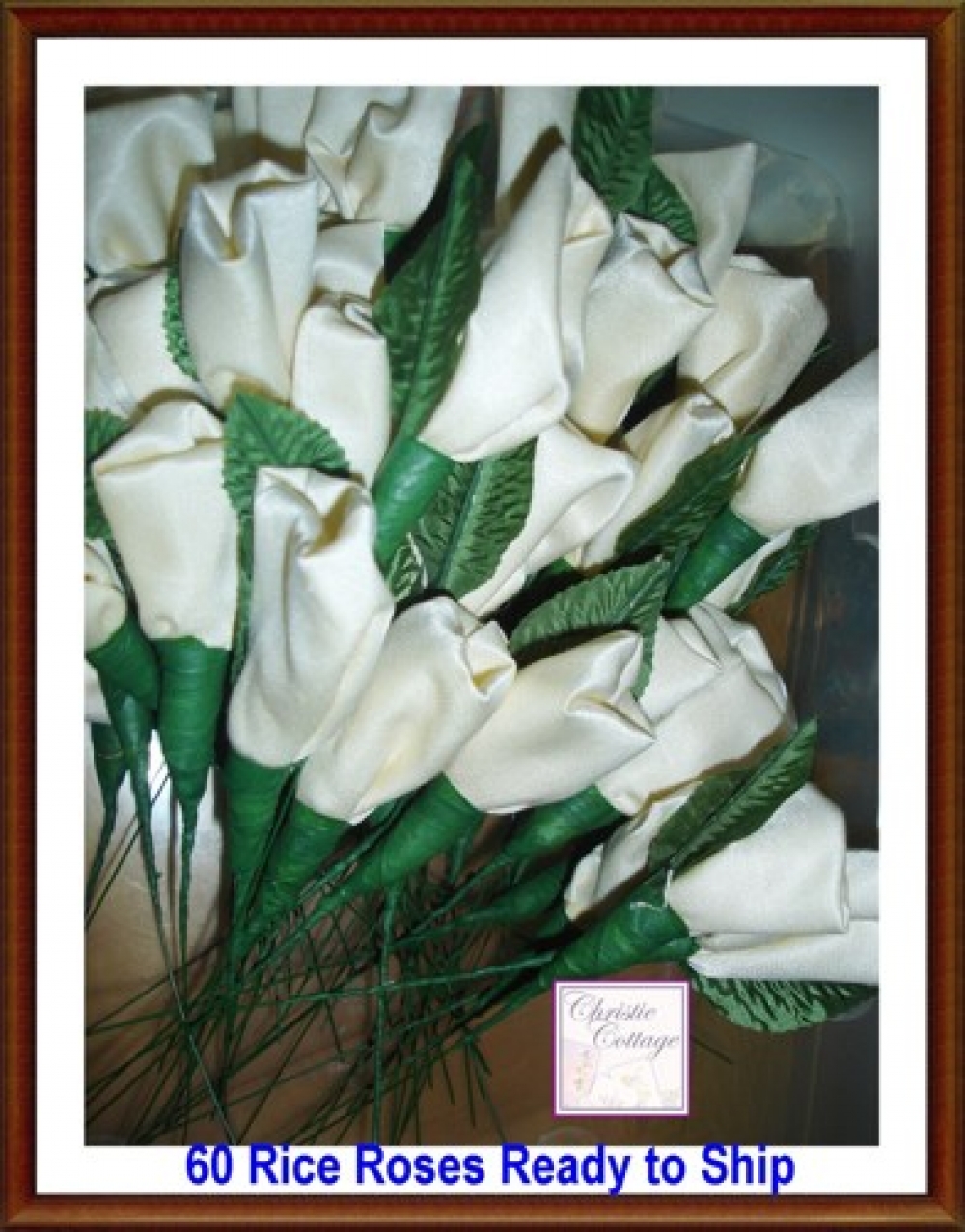 Rice Roses, Wedding, Ready to Ship, White 60 count Christie Cottage