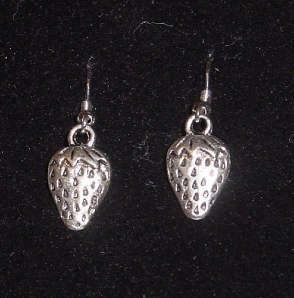 Strawberry Pierced Dangle Earrings Silver Christie Cottage