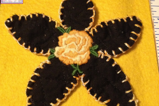 Daisy Applique, Yellow Vintage Rose,  Made in America