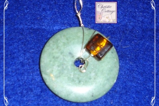 Amber glass and Jasper pendant