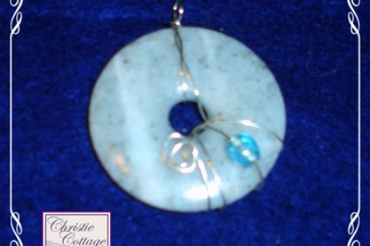 Blue/Green Jasper, Wire Wrapped Pendant, Silver Wire Jasper pendant, wire wrapped