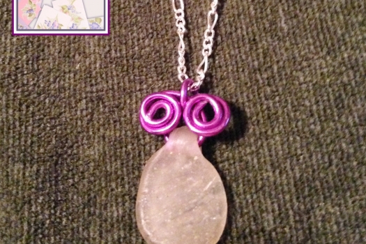 Seaglass Pendant, Wire Wrapped, Silver Chain