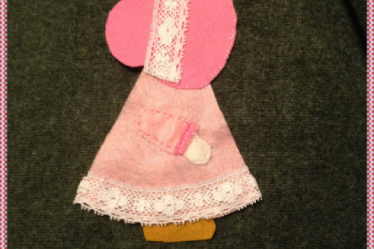 Sunbonnet Sue Applique, Handmade in America, Pink, 001