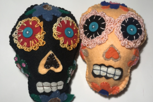 Sugar skull pincushion