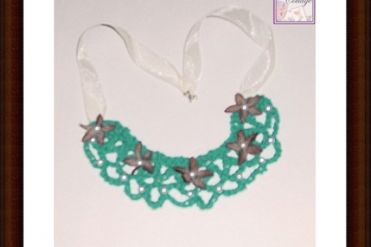 Boho Necklace - Teal- Bib -Bohemian - Pearls