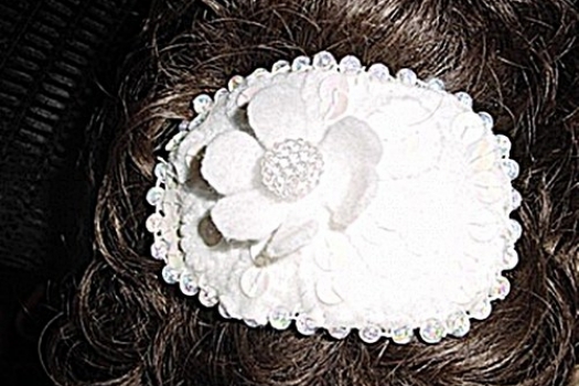 Bridal Fascinator - Head Piece - White - Beaded - Sequins