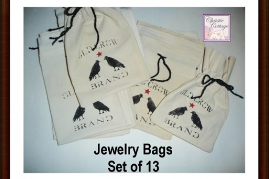 Jewelry Bags, Soap Bags, 13 "Old Crow Brand",Tea Stained Raven gift bags