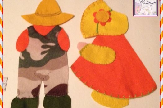 Sunbonnet Sue and Overalls Sam, Set, Appliques, Handmade