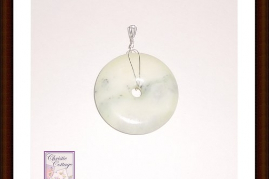White Agate with Dendrites, Silver Pendant