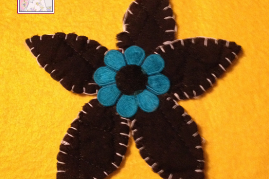 Daisy Applique, Handmade in America, Turquoise, Black