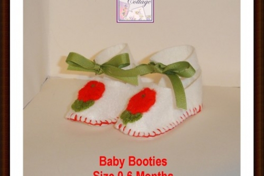 Baby Shoes, Booties, Baby Girl White Felt, Vintage Appliques