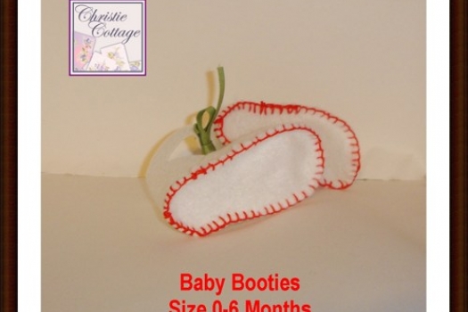 Baby Shoes, Booties, Baby Girl White Felt, Vintage Appliques