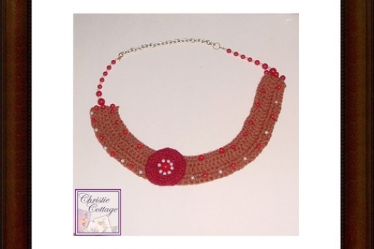 Boho, Bohemian Style Bib Necklace Crocheted and Beaded OOAK