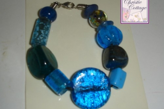 Chunky Blue Bracelet, Teal, Aqua, Turquoise, Navy