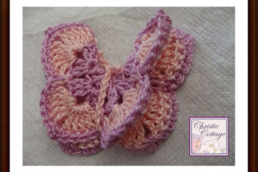 Crocheted Butterfly Applique, Hair Accessory, Double, Pink, Rose, Made in America