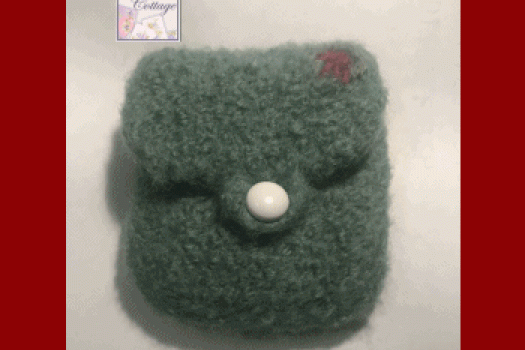 Felted green wool pouch