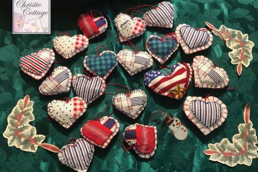Heart ornaments. Handmade in USA, Set