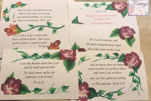 Hand painted scripture cards. Set of 6, Christian Cards, USA