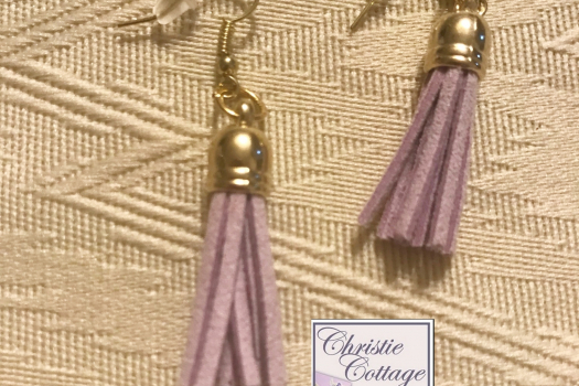 Lavender, tassel earrings, free shipping, USA, gold