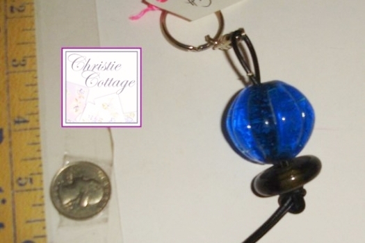 Blue Sphere Keyring, Glass Beads, OOAK