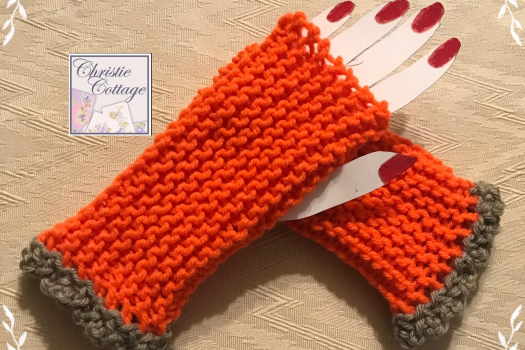 Ready to ship Orange and Grey Fingerless Gloves, Free Shipping, USA