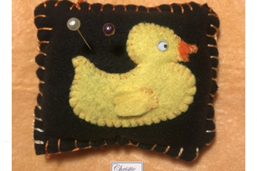 Duck pincushion, Handmade, hand stitched