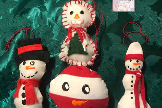 Christmas Ornaments, Handmade, Snowman, Set 4, Free Shipping