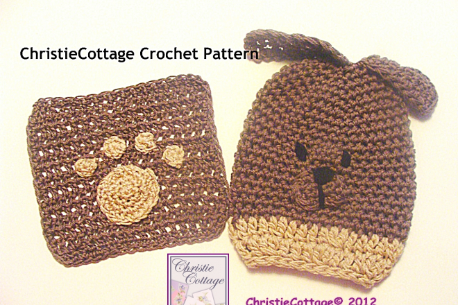 Puppy Dog Wash Mitt Wash Cloth Set Crochet Pattern PDF