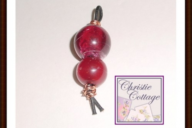 Copper, leather Beads pendat