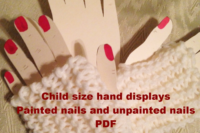Child size hand displays for fingerless gloves, PDF