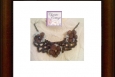 Necklace - Bohemian - Bib - Crocheted Brown Blue Beaded with flowers Boho crocheted necklace, Made in America