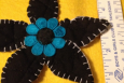 Daisy Applique, Handmade in America, Turquoise, Black