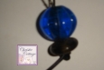 Blue Sphere Keyring, Glass Beads, OOAK