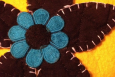 Daisy Applique, Handmade in America, Turquoise, Black