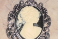 Beautiful Cameo Pendant Silver Finish Large