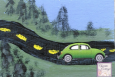VW Bug, ACEO, Mixed Media Original Art, Green Slug Bug, Volkswagen