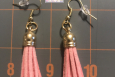 petite Pink tassel, dangles earrings, Gold wires, Free US shipping