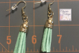 Dangles, Aqua, tassel earrings, gold wires, Free shipping, USA