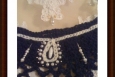 Crocheted Boho necklace, navy blue, handmade