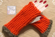 Ready to ship Orange and Grey Fingerless Gloves, Free Shipping, USA