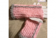 Pink with grey fingerless gloves