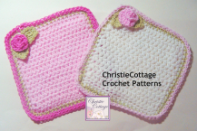 Washcloth with rose, Crochet Pattern, PDF
