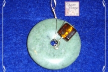 Amber glass and Jasper pendant