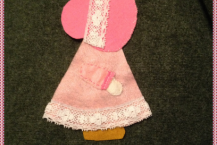 Sunbonnet Sue Applique, Handmade in America, Pink, 001