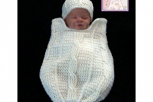 Crochet Pattern, Fisherman Cable Newborn Cocoon and Hat Set,