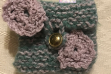 Green and tan felted pouch