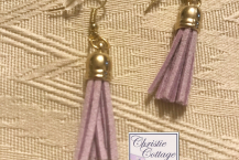 Dangle tassel earrings, gold and lavender Free shipping USA