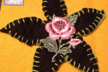 Lovely Daisy and Rose Applique, Black, Sage and Pink