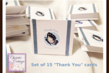 Mini Thank You Cards, Set of 15, Butterfly and Ribbon
